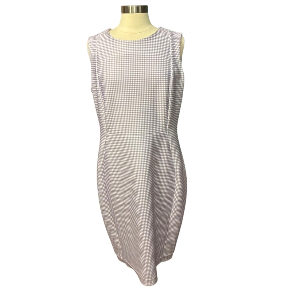 Calvin Klein | Lavender Check Patterned Sleeveless Scuba Midi Dress Size 16